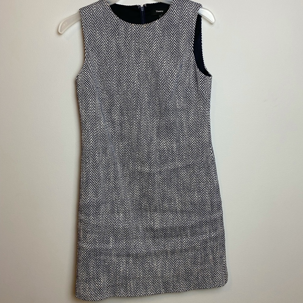 Theory White and Black Patterned Dress